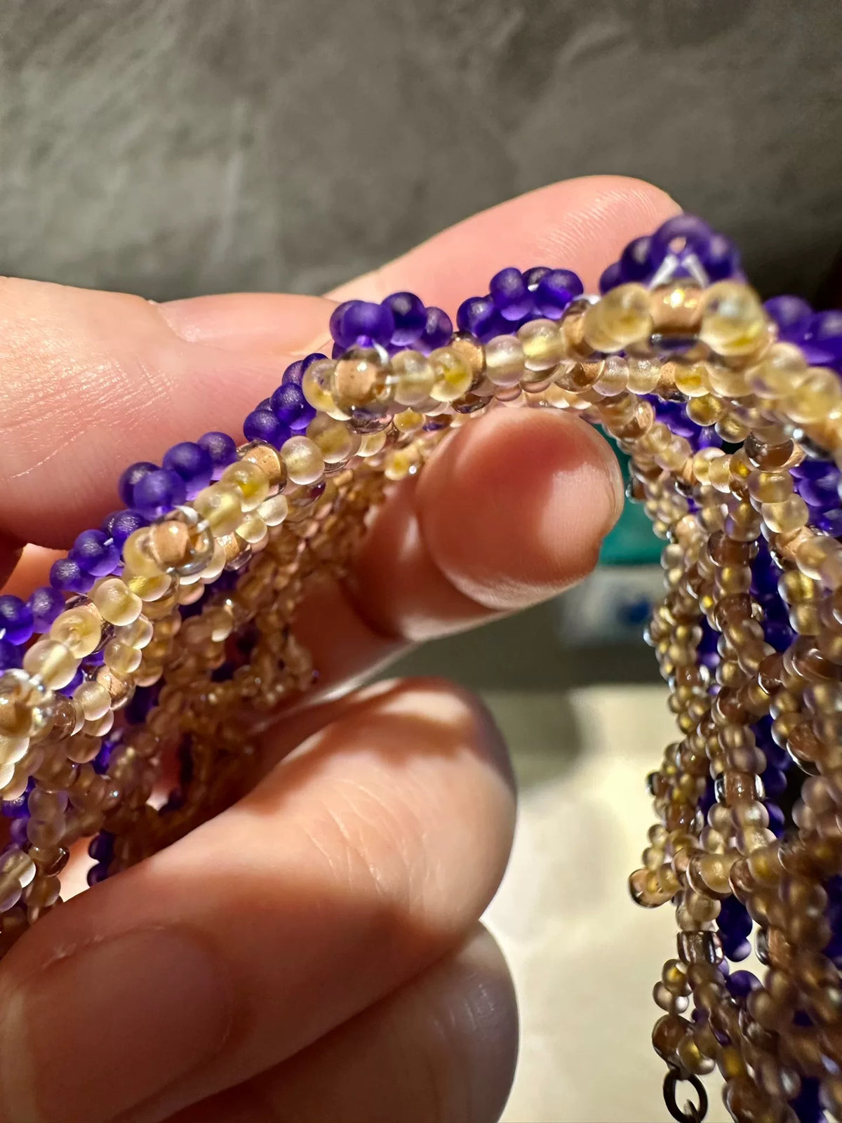 Purple Gold Beaded Star Cuff Bracelet