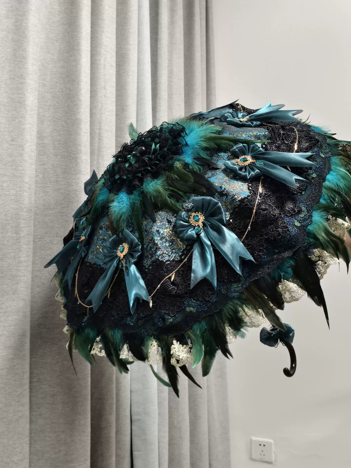 Handcrafted Peacock Feather Lolita Umbrella 36 cm