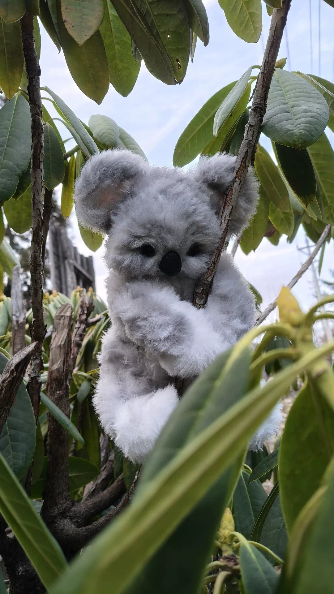Peluche Koala Chibi Artisanale en Fausse Fourrure Grise