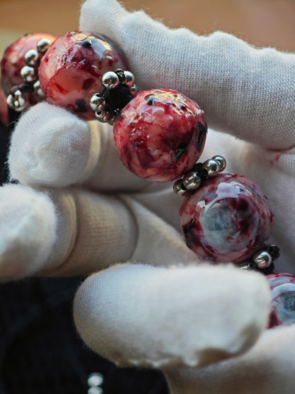 Cthulhu Eye Custom Clavicle Necklace with Resin Beads and Metal Spikes