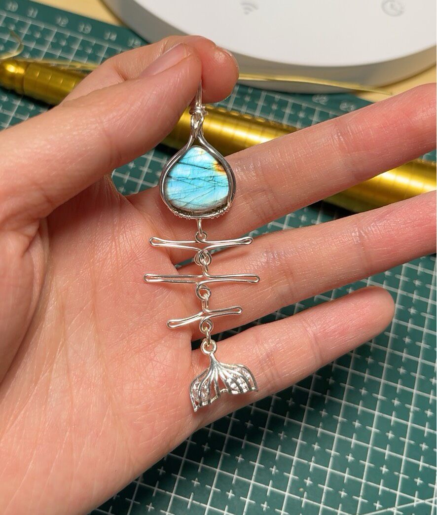Labradorite Mermaid Wire Wrapped Pendant