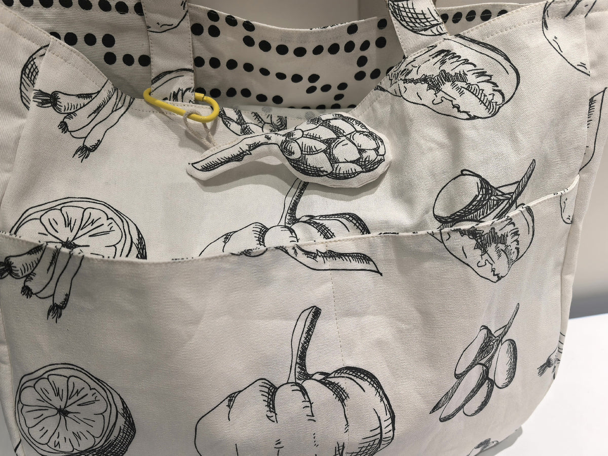 Handmade Canvas Shoulder Bag with Vegetable Print