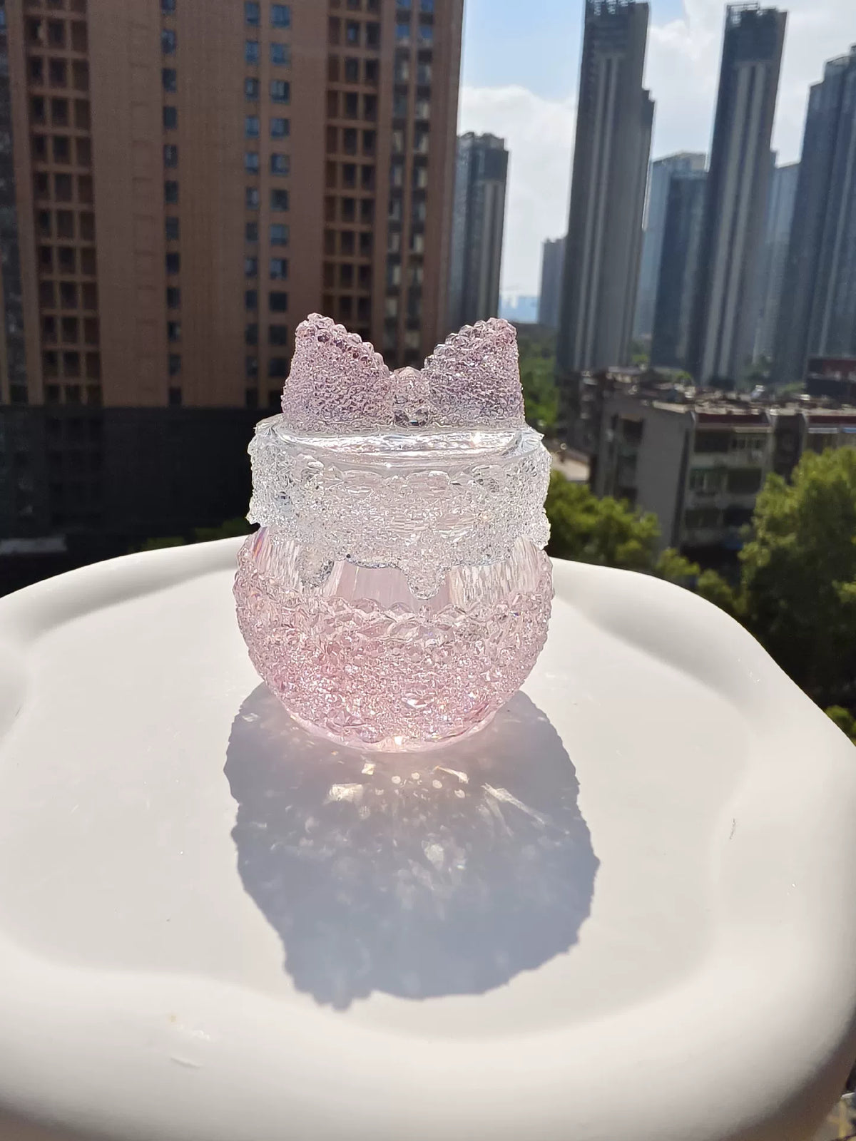 Resin Diamond Heart Storage Jar Pink Ombre