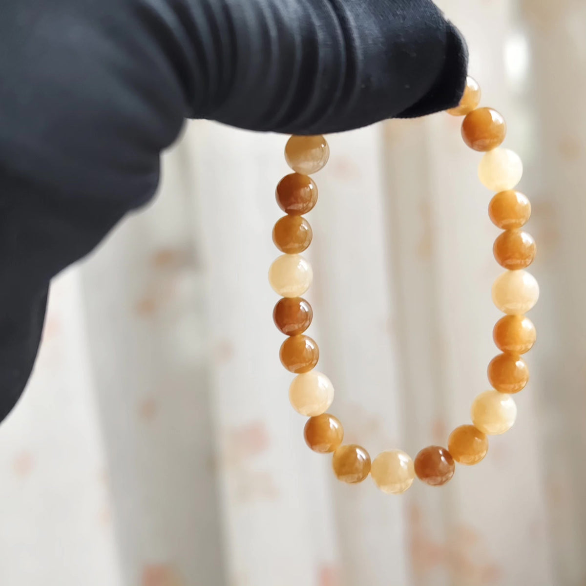 Hetian Jade Sugar Bead Bracelet Mixed Sizes
