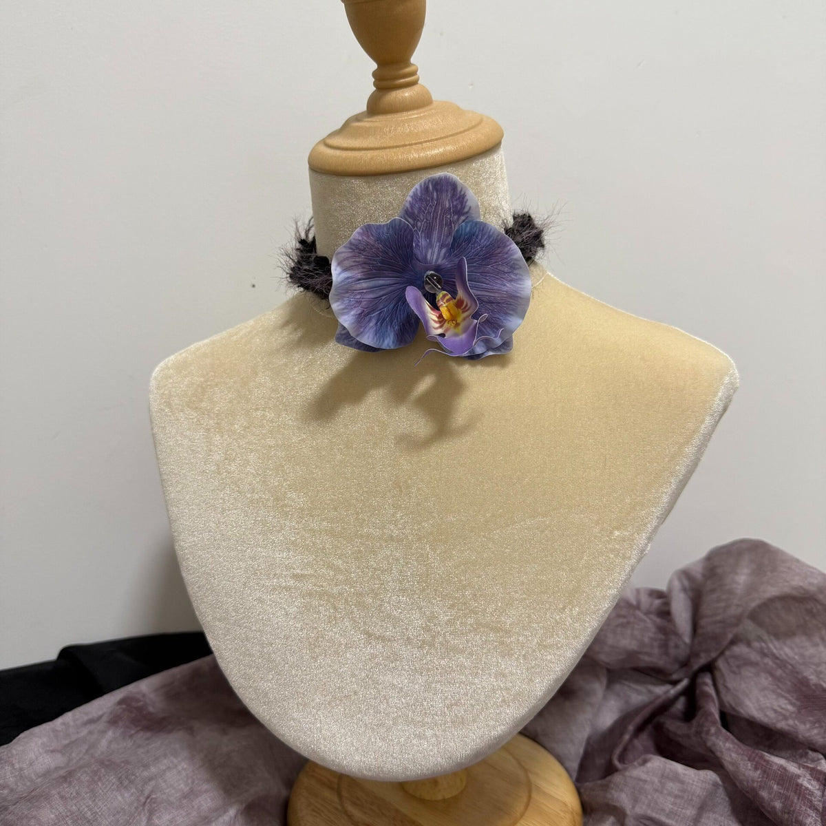 Handmade Orchid Choker Necklace Purple