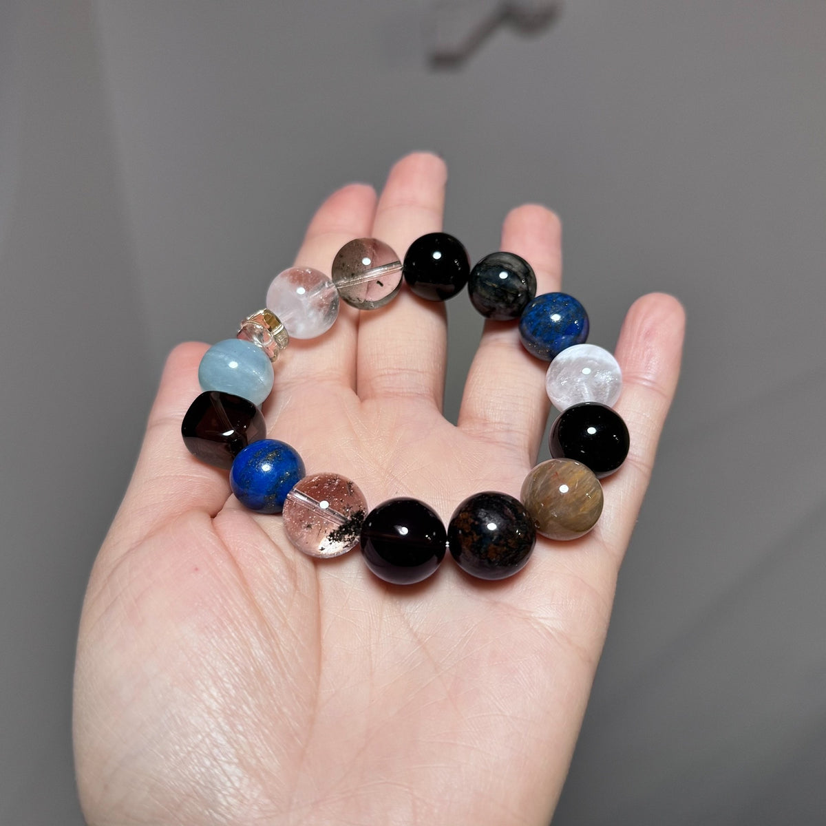Multi Gemstone Crystal Bracelet 12mm Beads