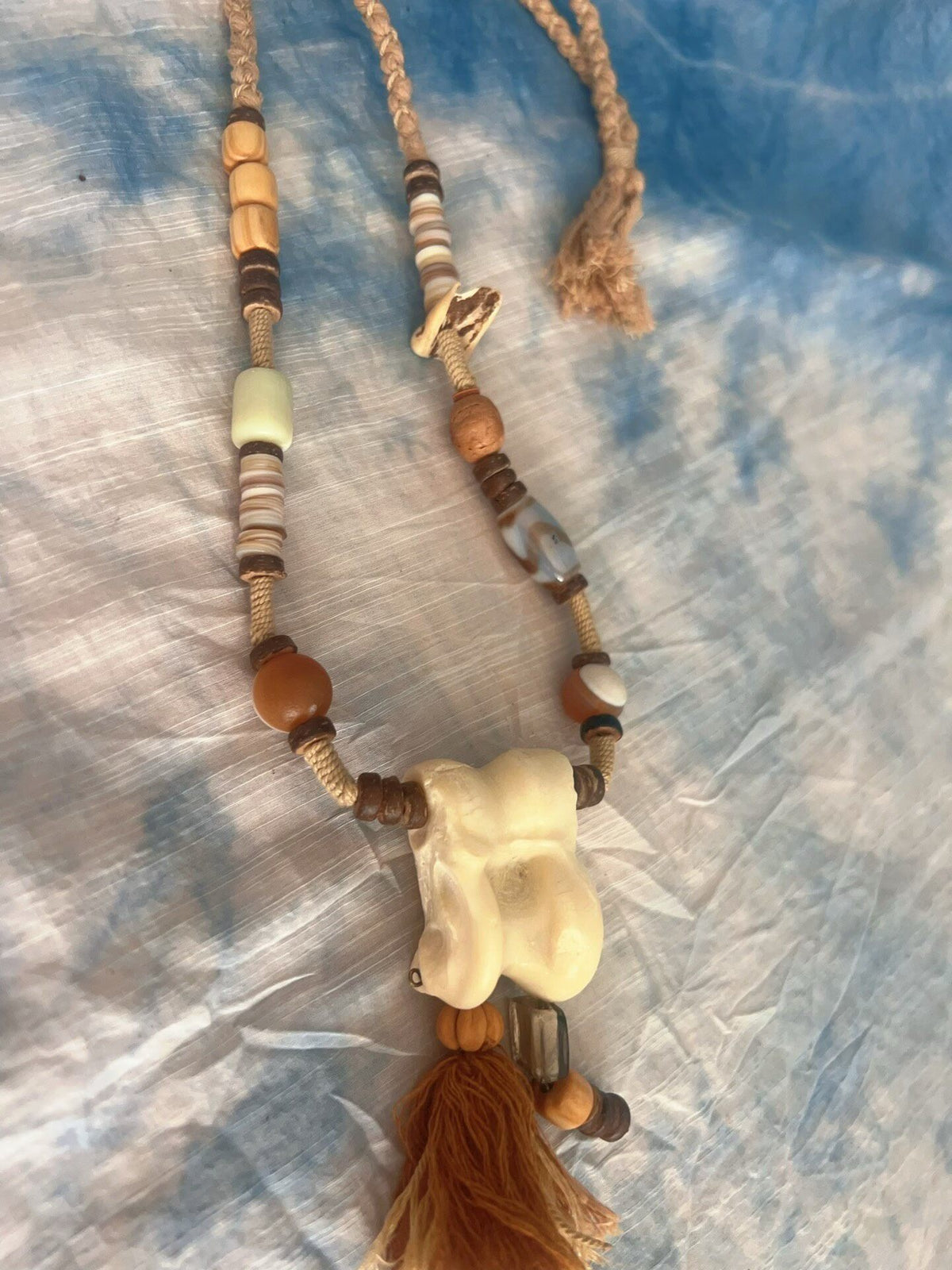 Handwoven Deer Knee Bone Necklace