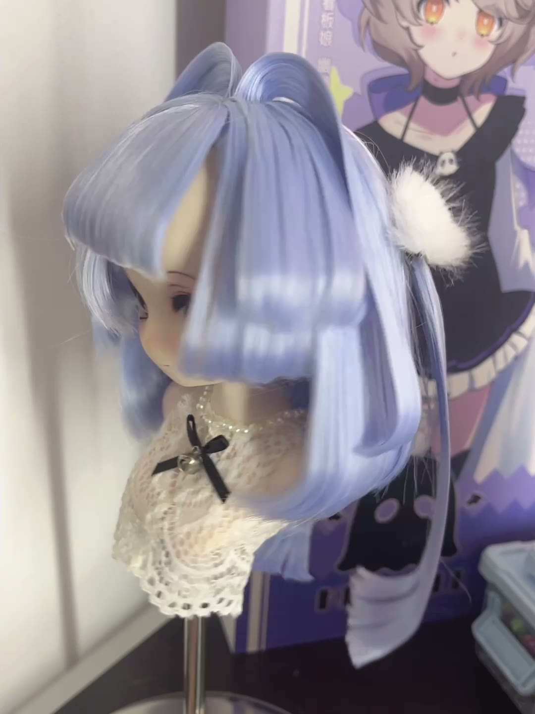 Synthetic Doll Wig Periwinkle Twin Tail Style