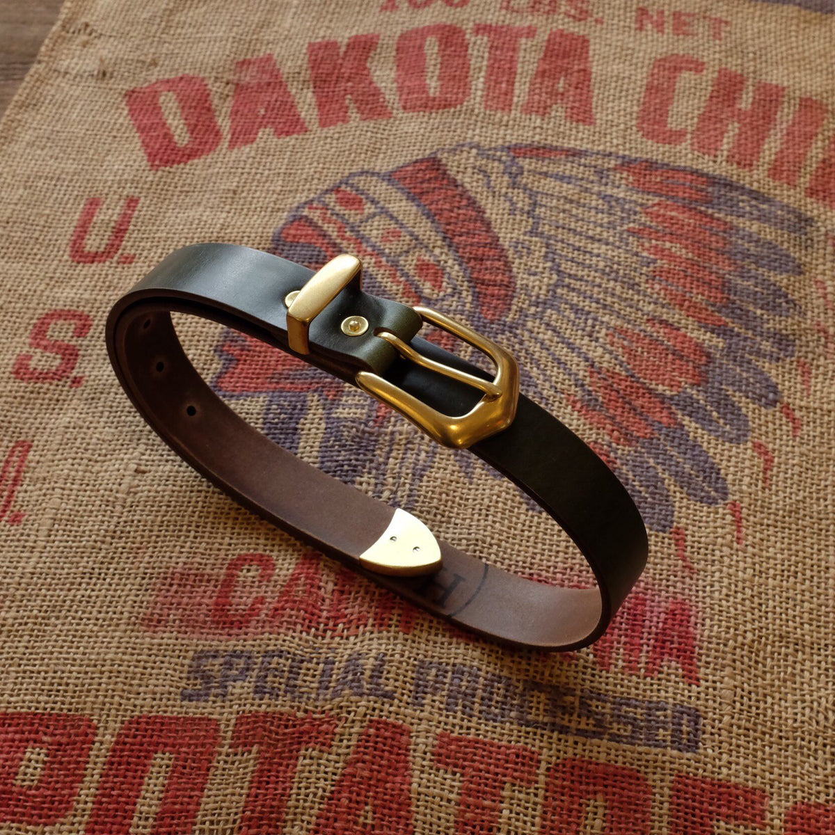 Handmade Horween CXL Leather Belt Dark Green