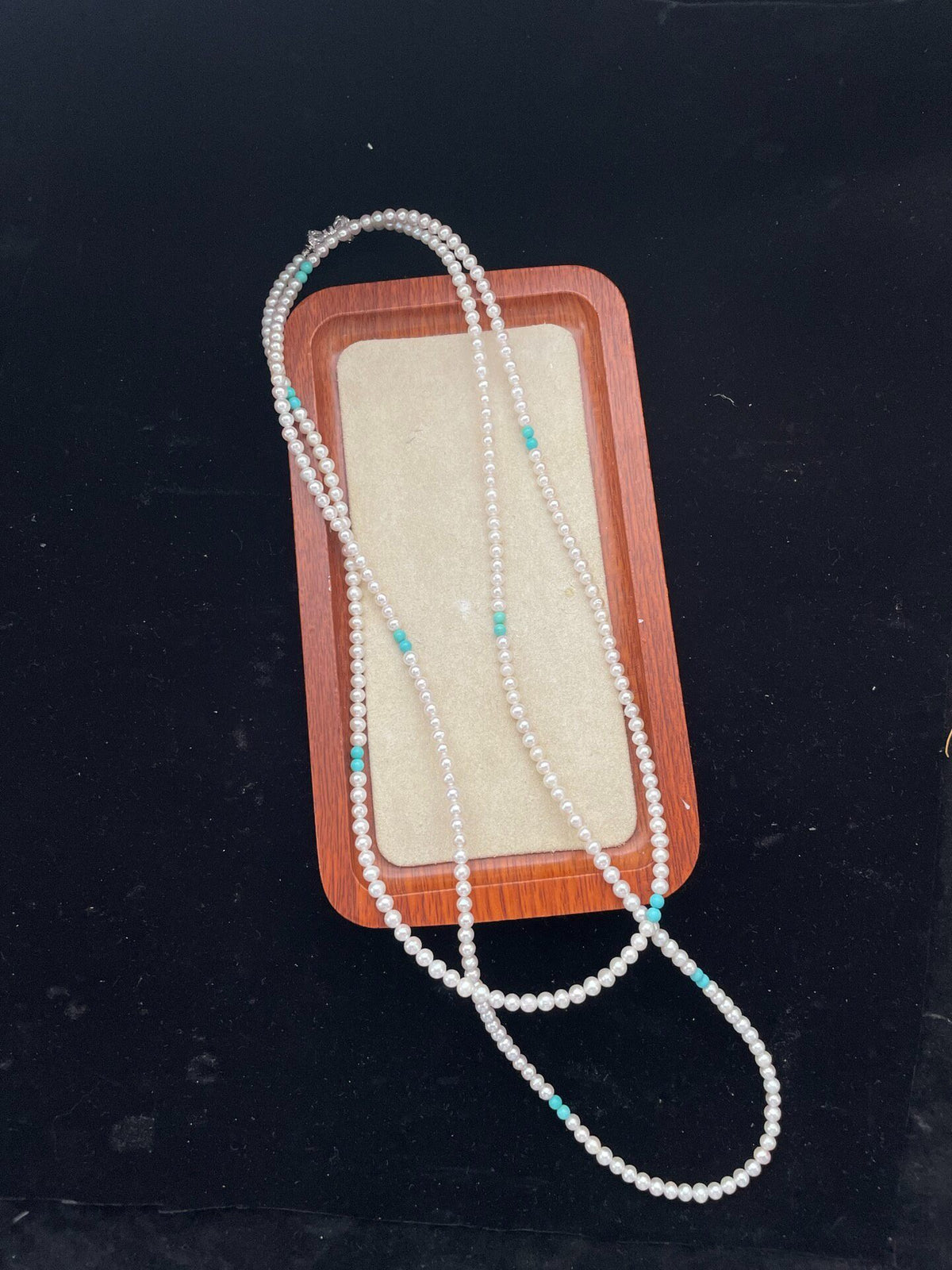Natural Pearl Turquoise Bead Sweater Chain