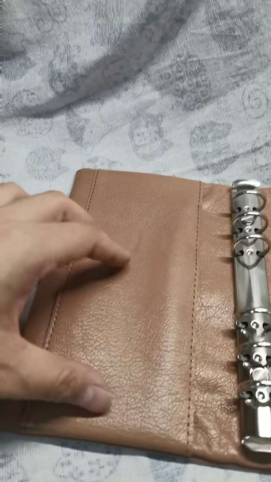 Almond Goat Leather A6 Ring Binder Planner