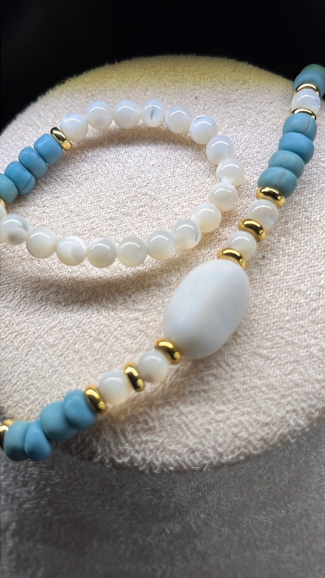 DIY Beaded Necklace Blue Shell Pearl Glass