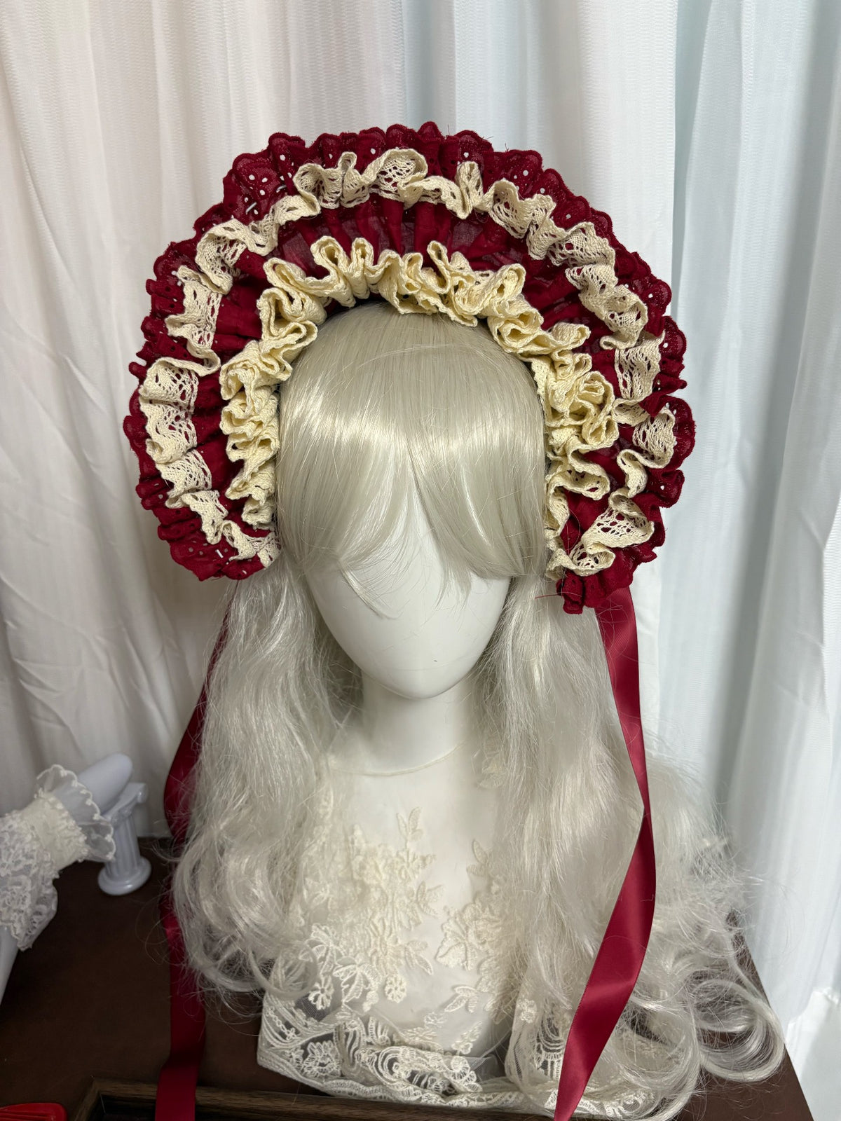 Lolita Red Eyelet Bonnet Headband