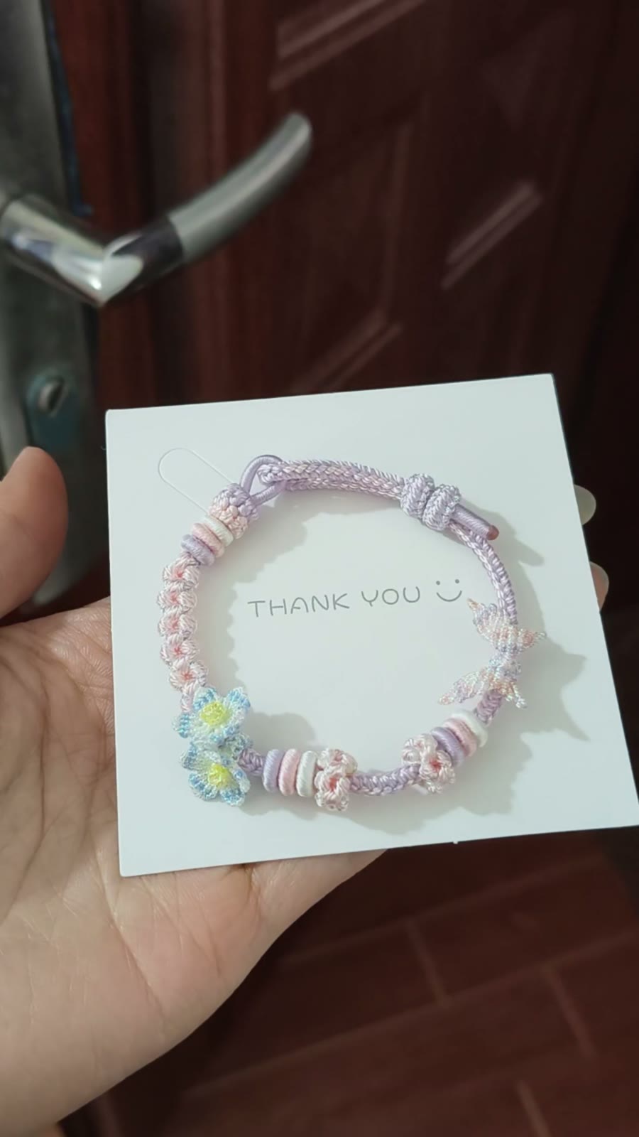 Handwoven Pink Lavender Gradient Cord Bracelet