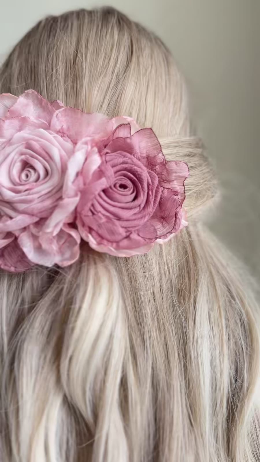 Spring Clip Pink Fabric Rose Hair Accessory
