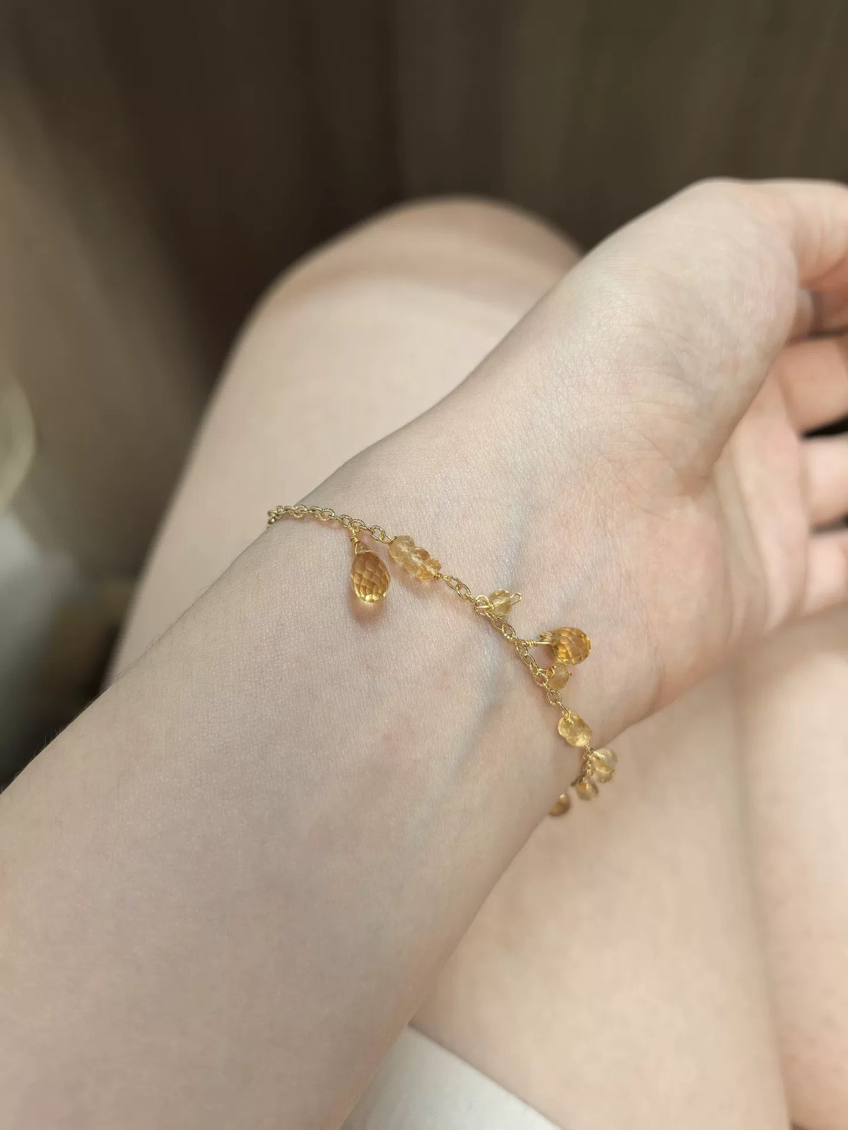 Armband med naturlig citrin och 14k guldylt metall