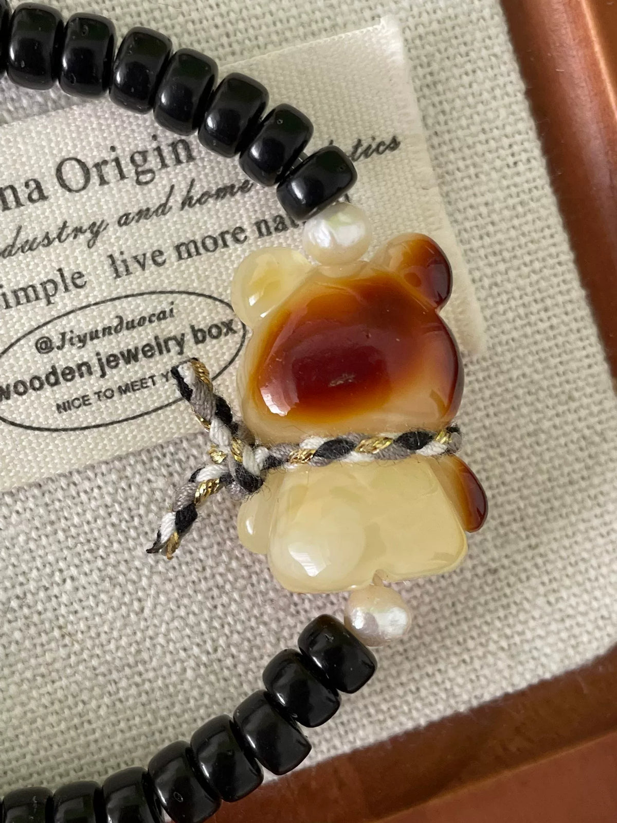 Amber Bear Coconut Bead Bracelet