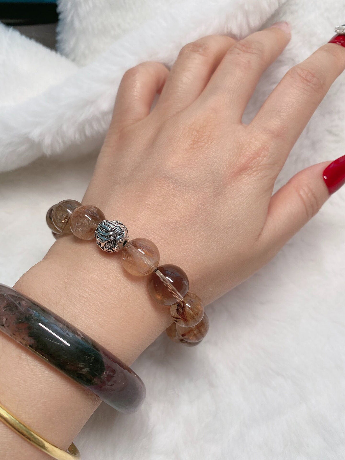 Rutilated Quartz Crystal Bracelet 12mm