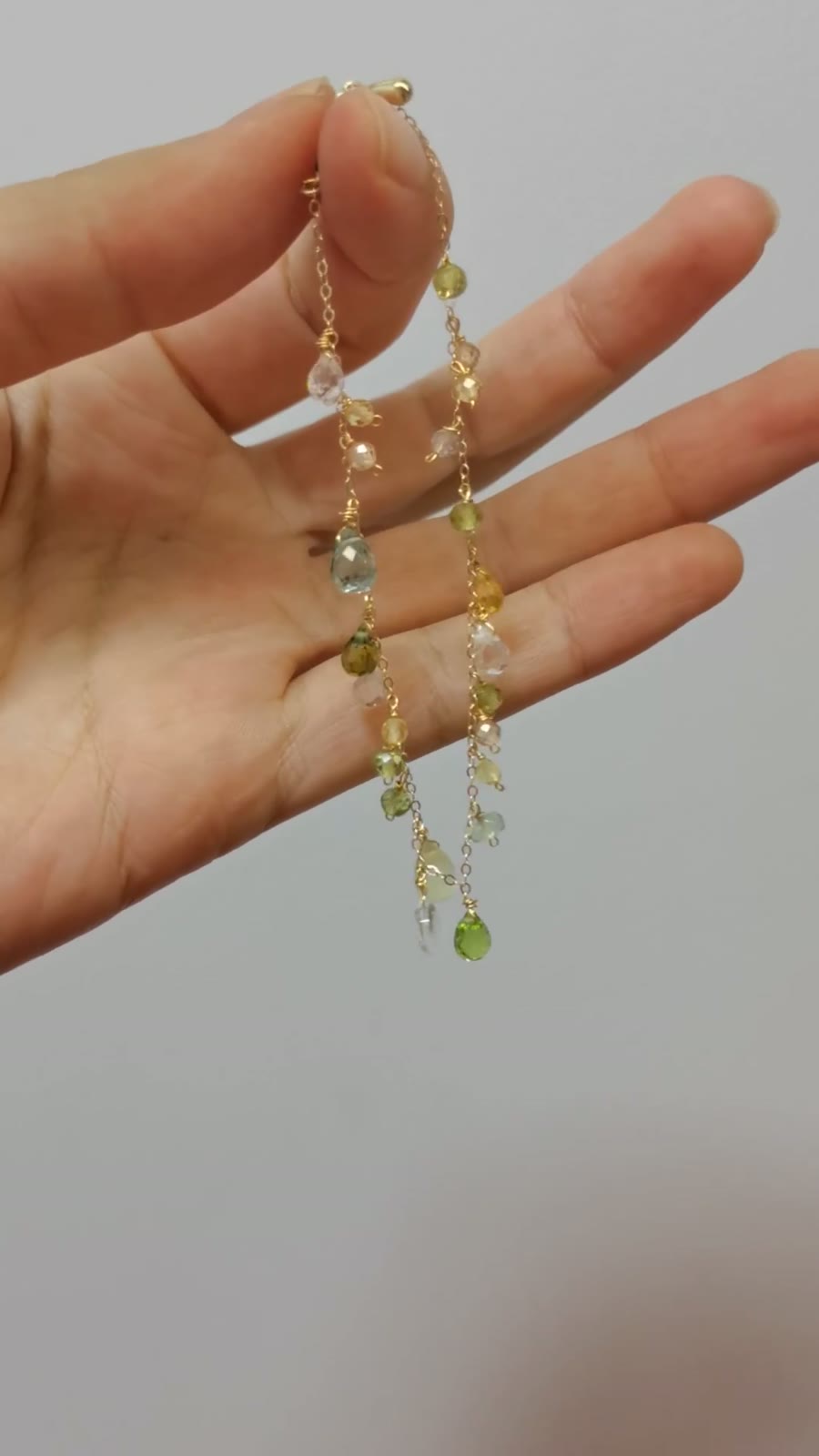 Bracelet ajustable en pierres naturelles or plaqué 14k