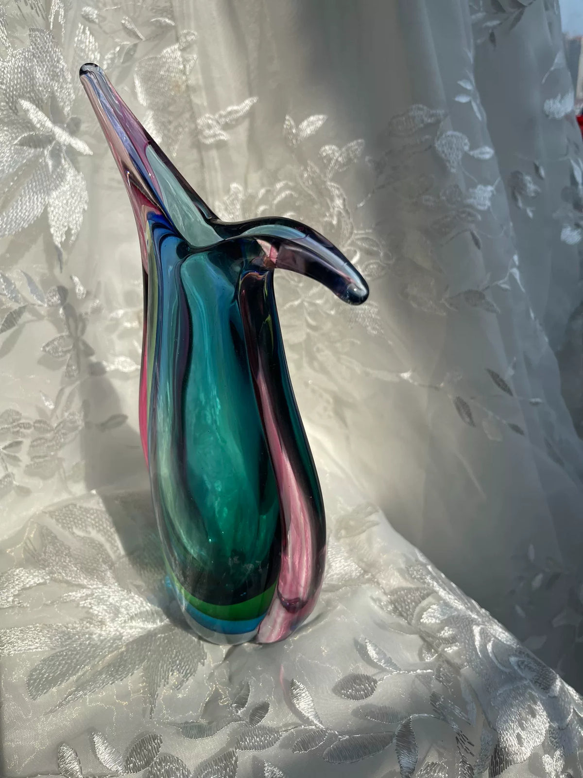 Vase vintage en verre liuli forme queue de poisson