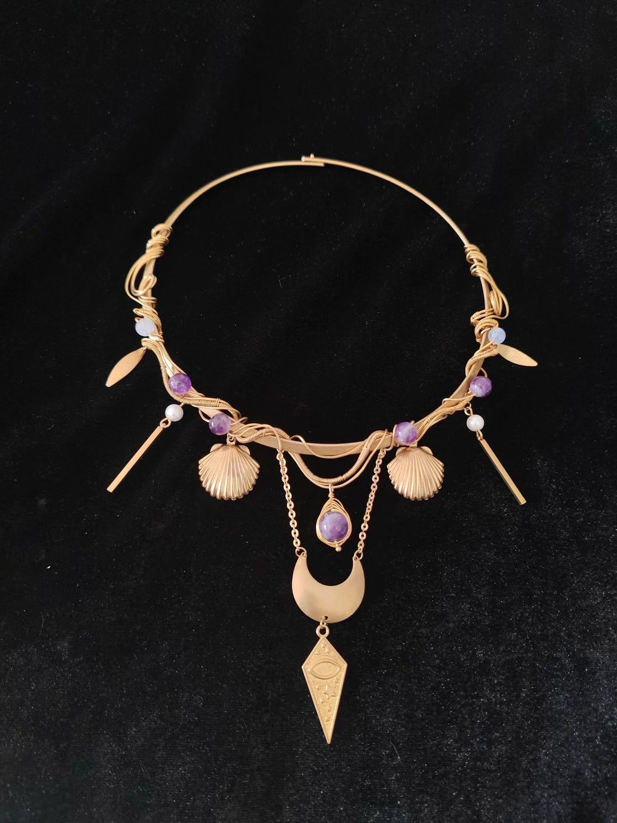 Amethyst Vine Wire Choker Necklace
