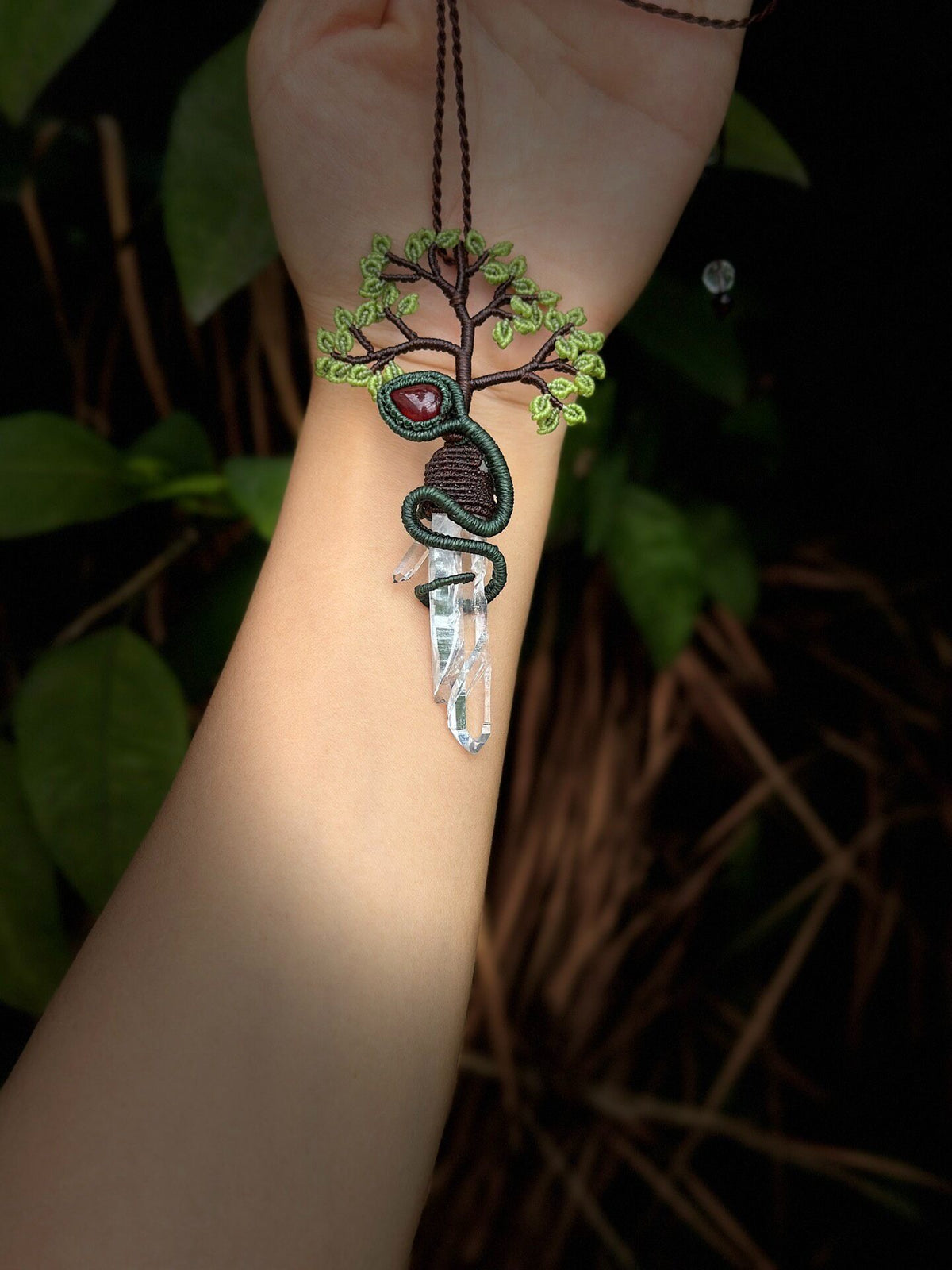 Handmade Tree of Life Crystal Necklace