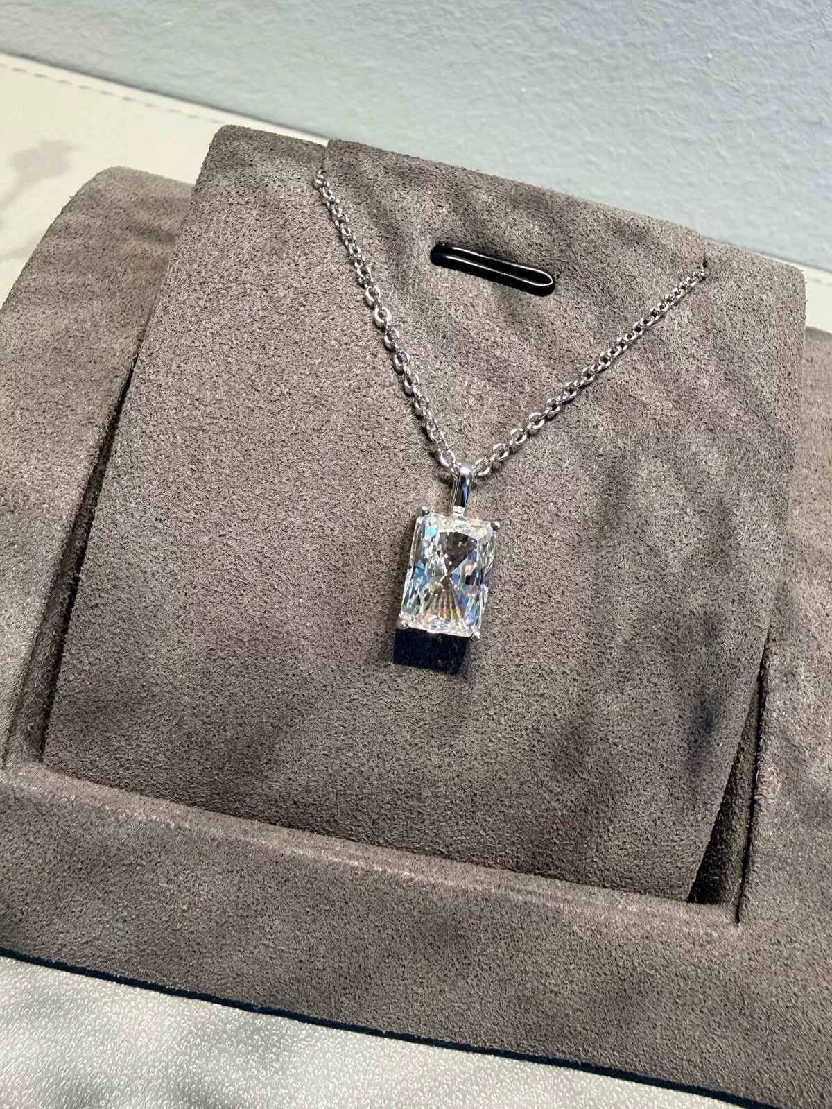 Radiant Cut Rectangular Stone Pendant Necklace