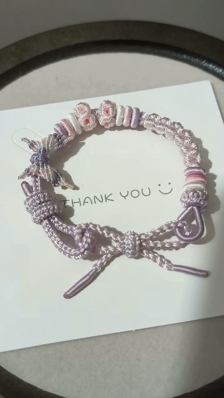 Handwoven Lavender Bracelet with Floral Charm