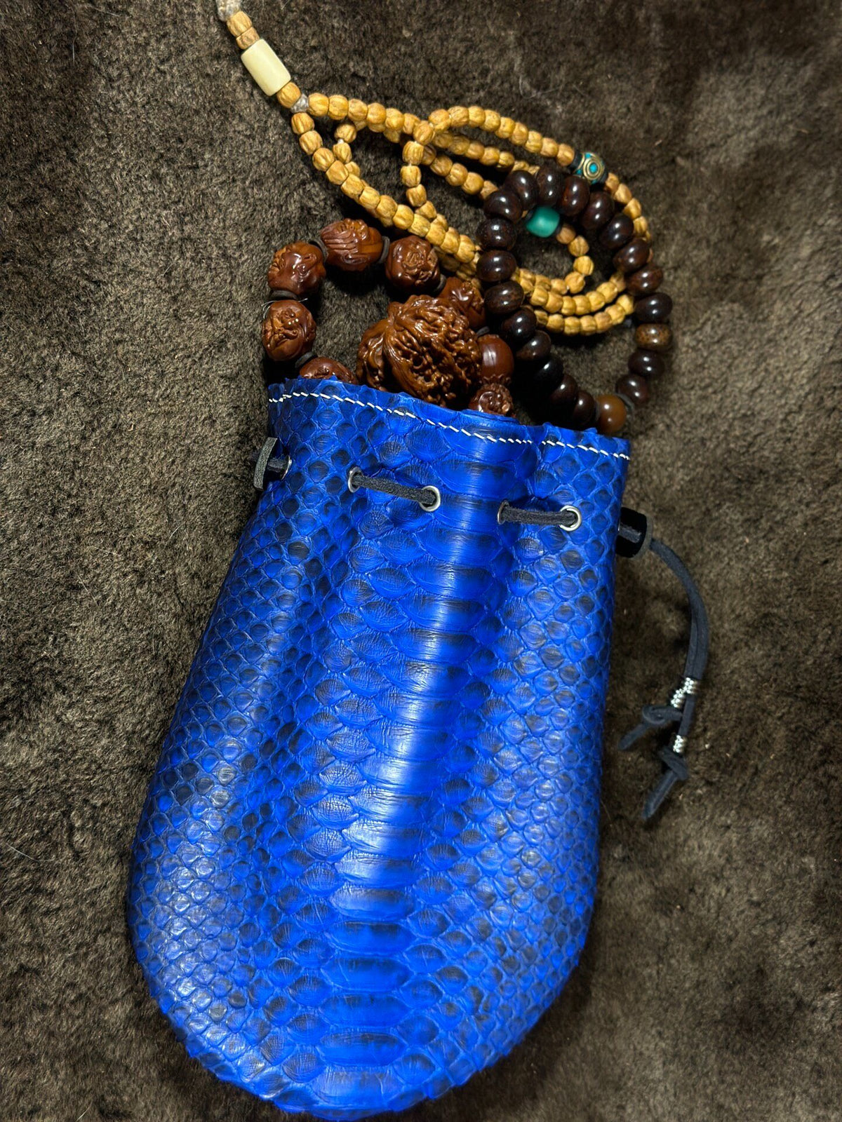 Blue Dragon Scale Leather Pouch