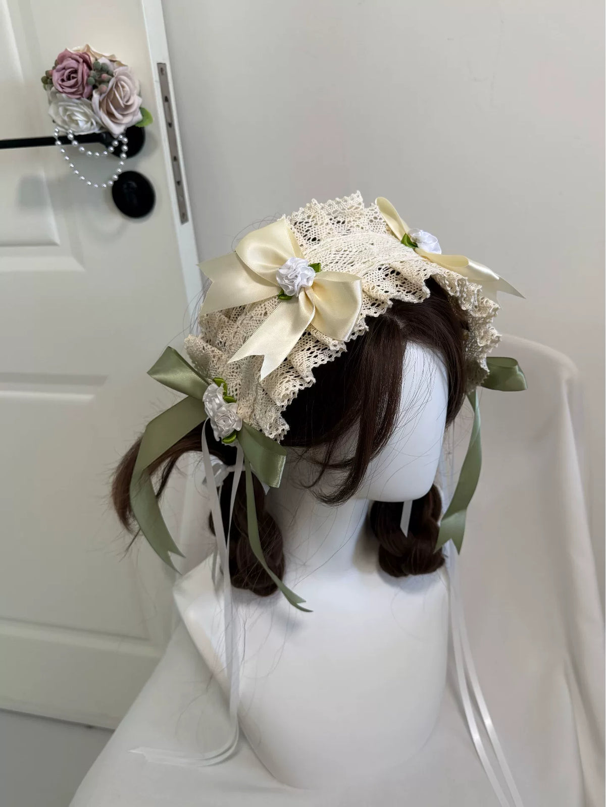 Light Green Lace Ribbon Bow Headband