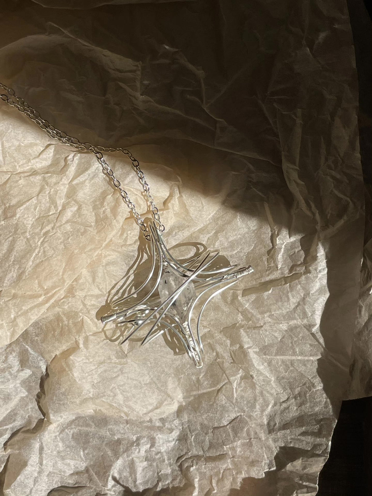 Colar com Pendente de Estrela em Quartzo Branco