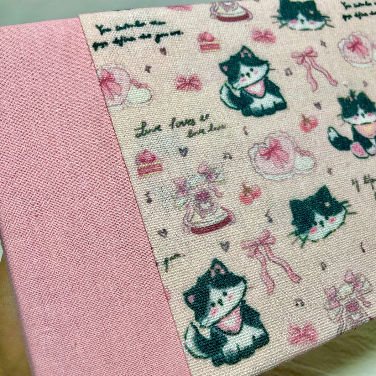 Handmade Watercolor Sketchbook with Cat Fabric Cover