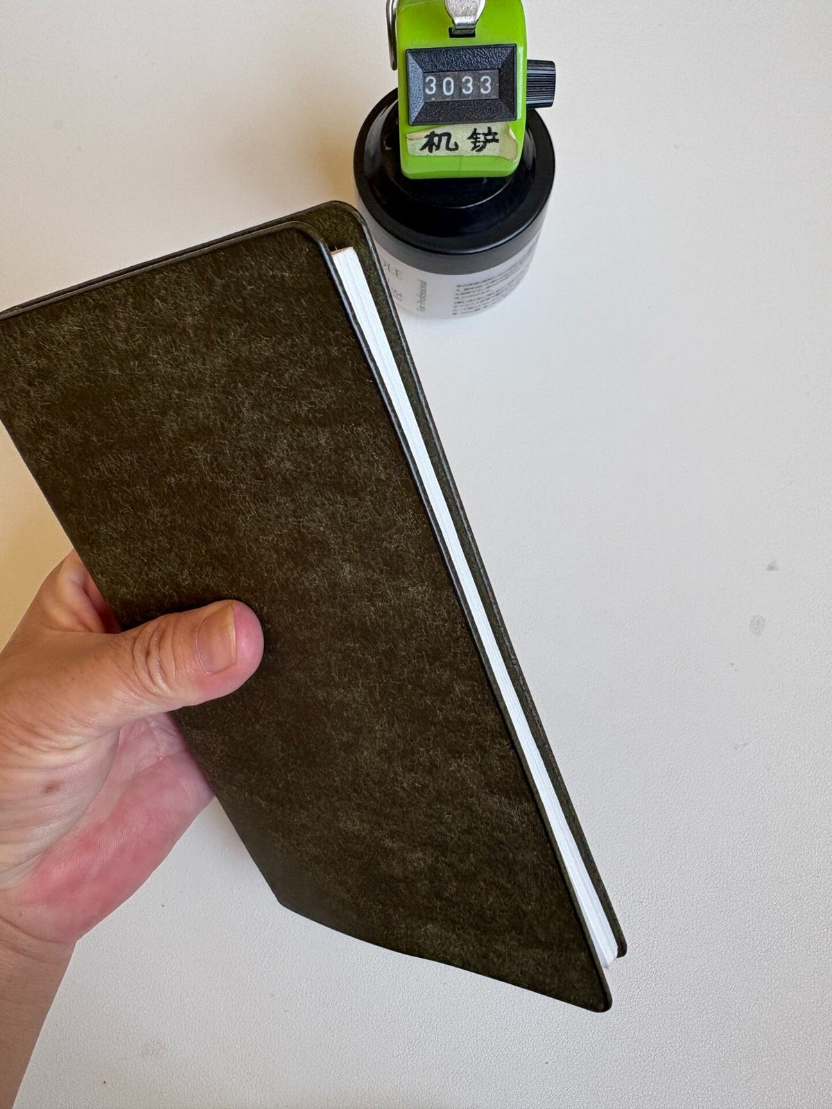 A6 Olive Green Leather Binder with Six Rings