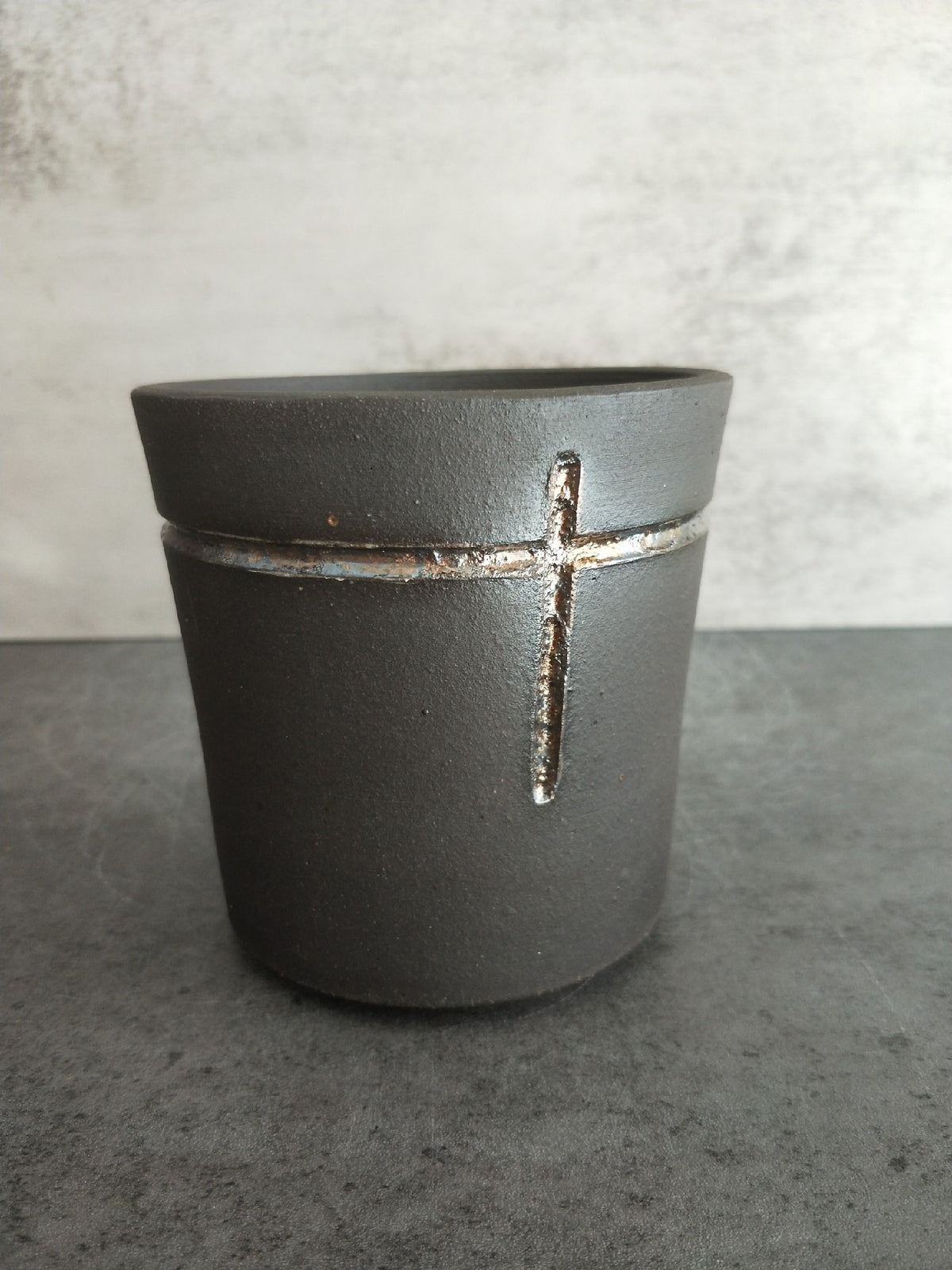 Handmade Ceramic Cup with Silver Inlay