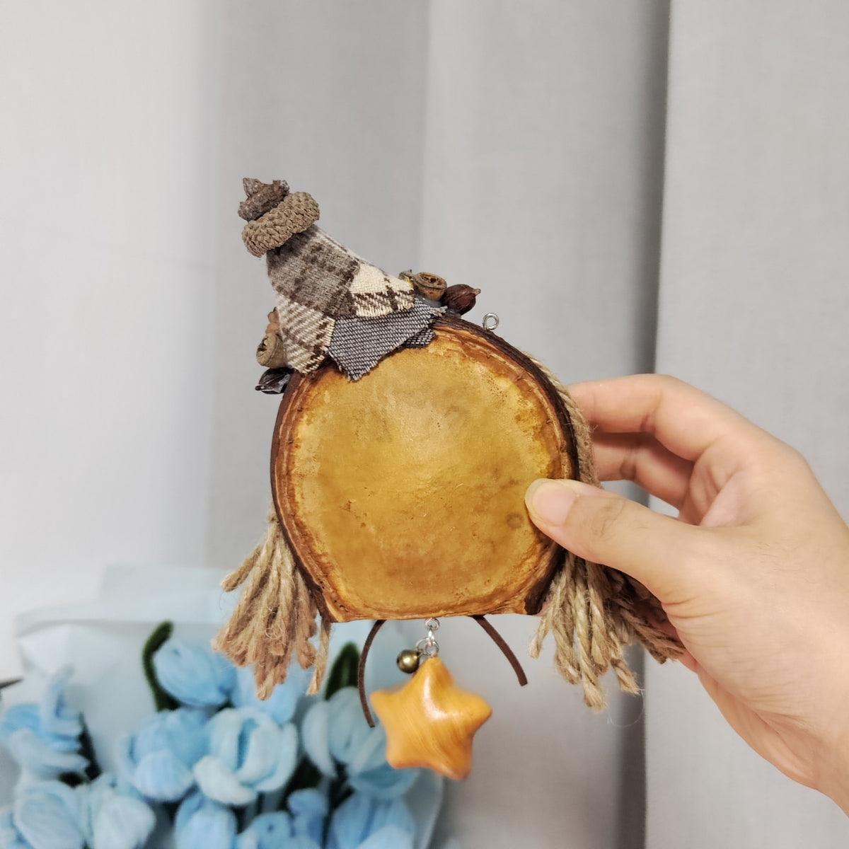 Bean Pod Scarecrow Pendant Handcrafted