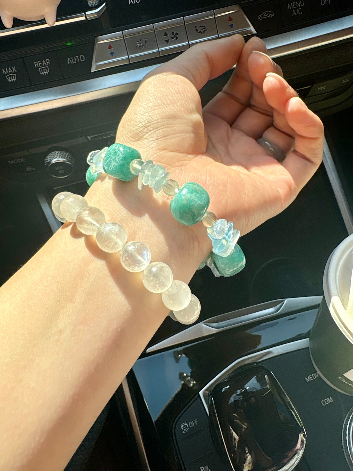 Amazonite Aquamarine Prehnite Beaded Bracelet