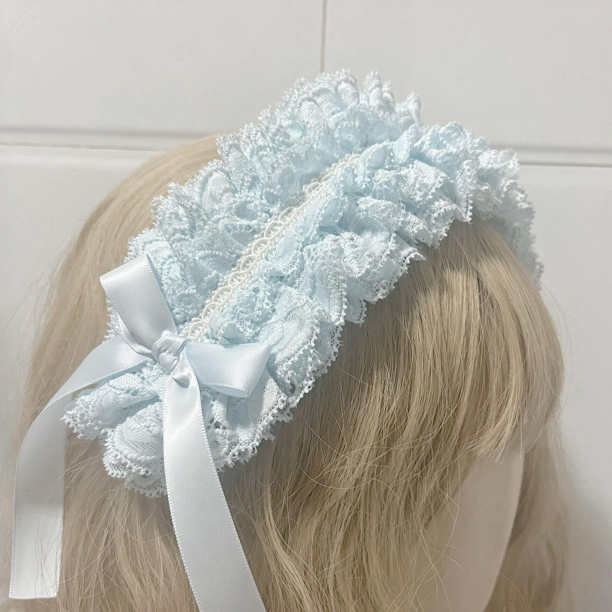Blue Lace Lolita Headband Vintage Doll