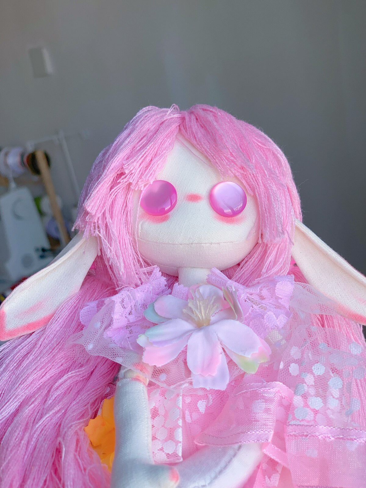 手作り 30cm ピンクのうさぎゴーストドール