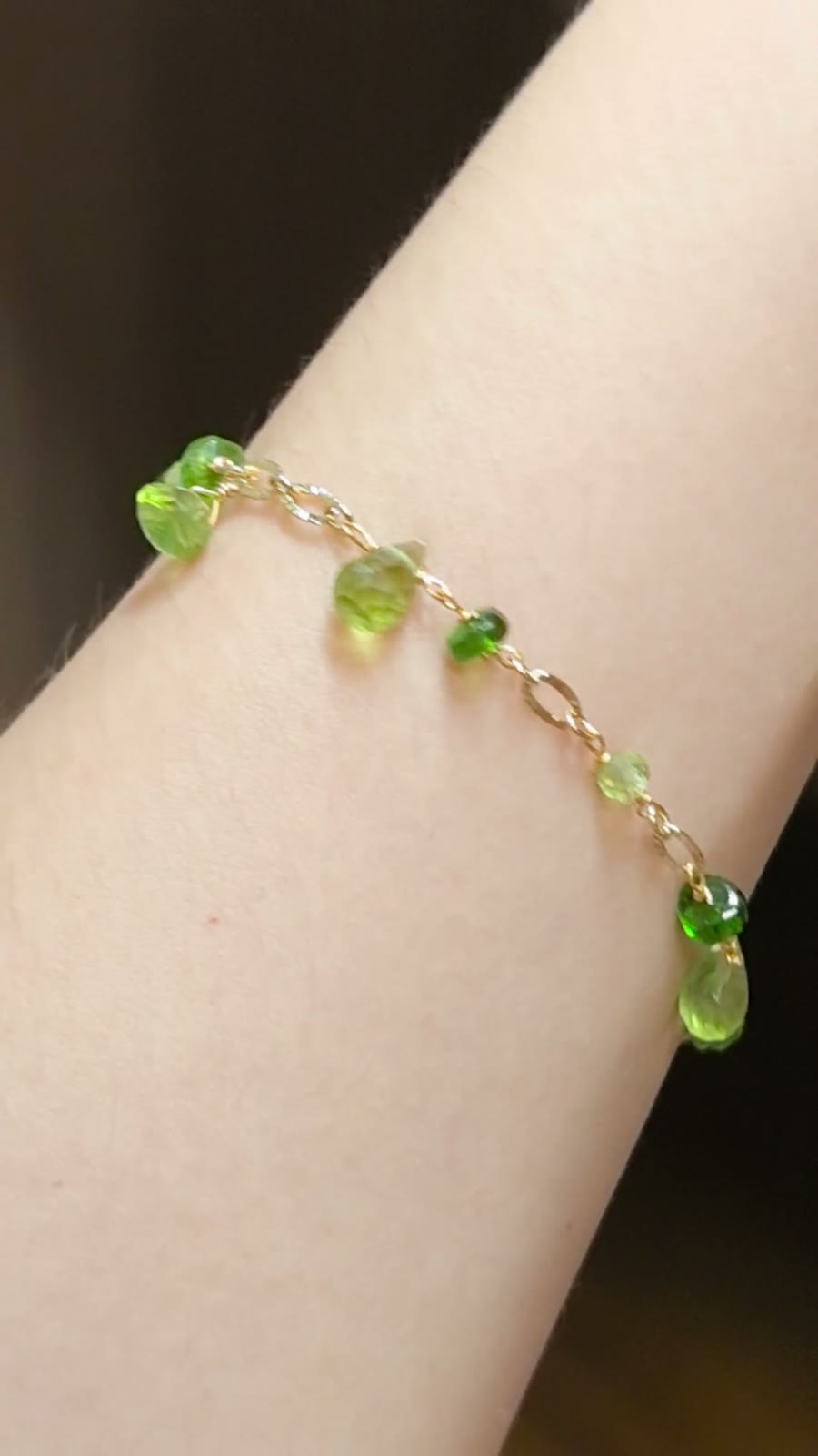 Peridot Diopside Gold Filled Bracelet