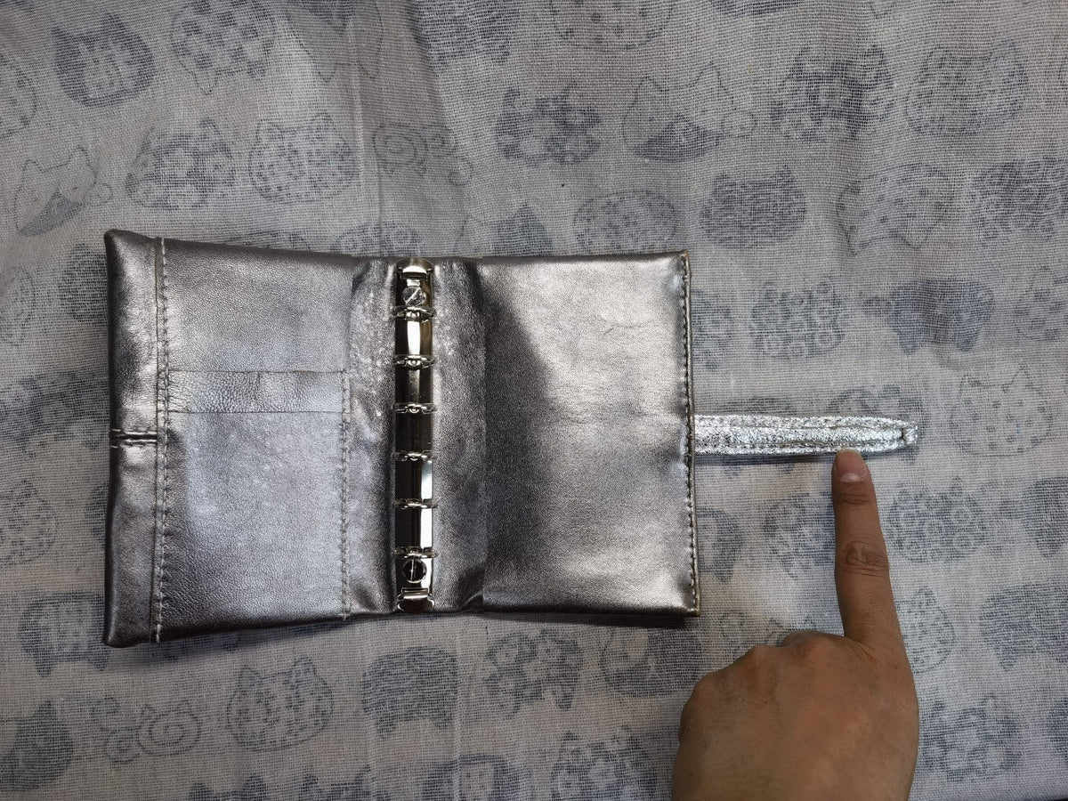 Moonlight Silver Sheepskin A7 Ring Binder Journal