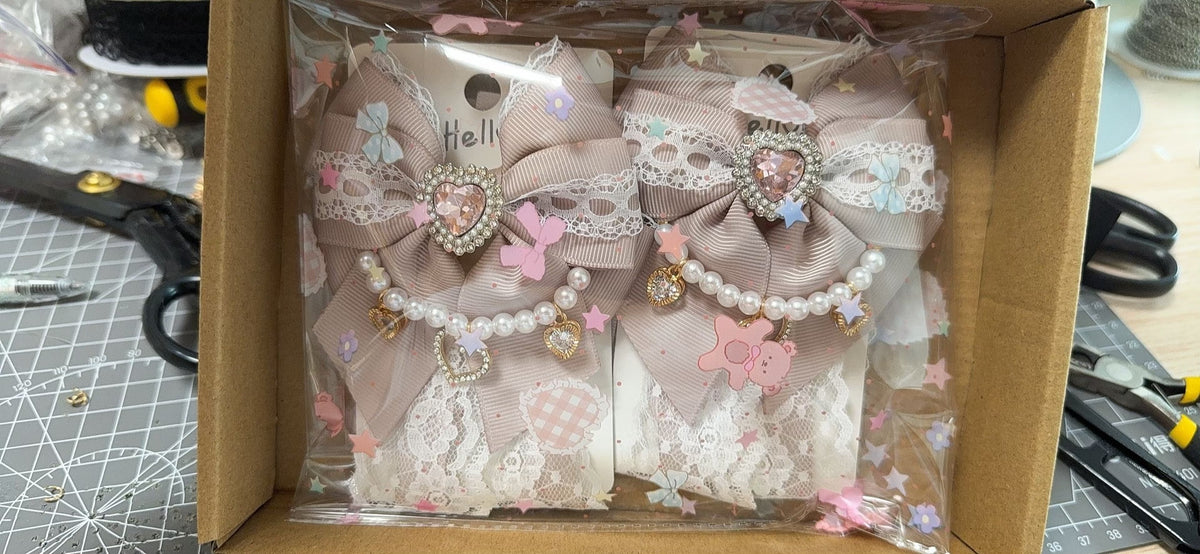 Japanese Lace Bow Side Hair Clips