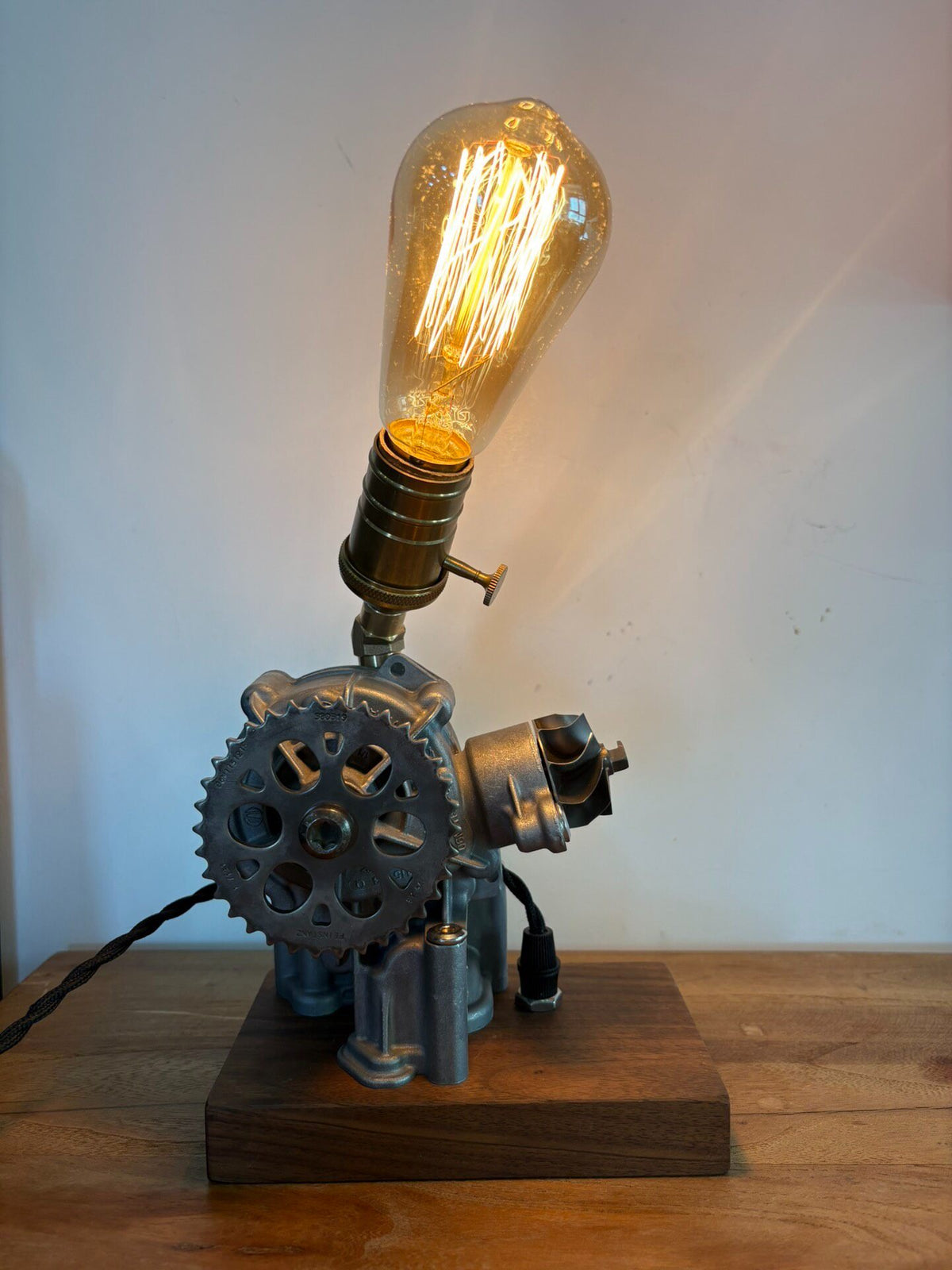 Steampunk Mechanical Desk Lamp with Edison Bulb