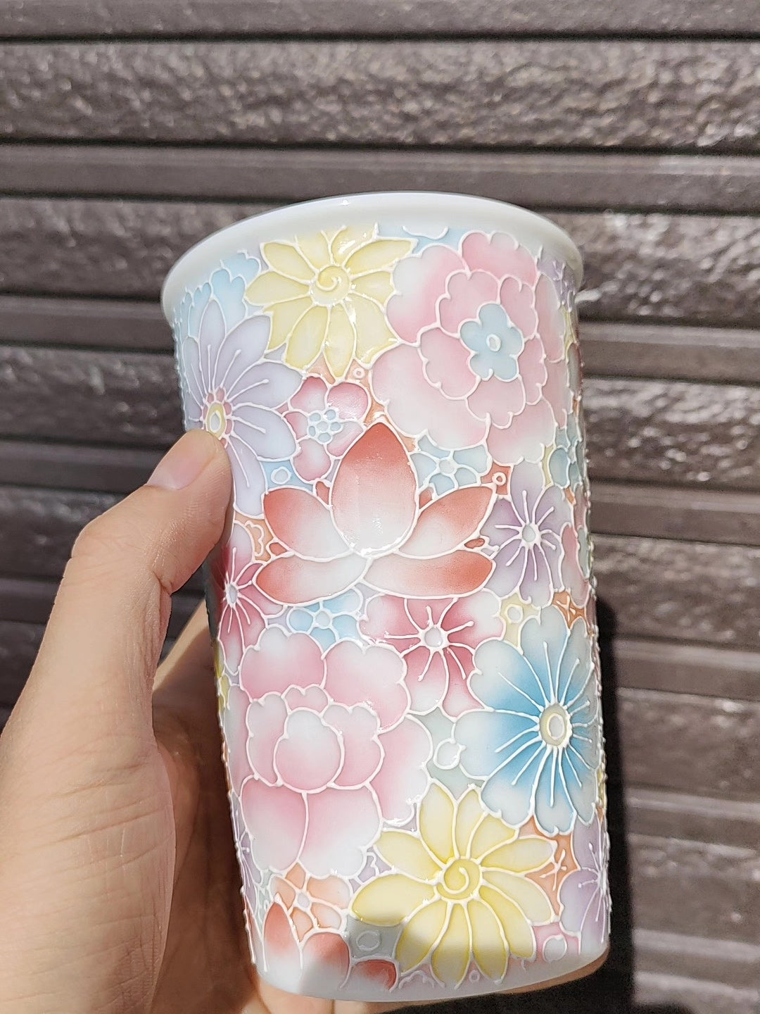 Hand Painted Floral Ceramic Mug 450cc