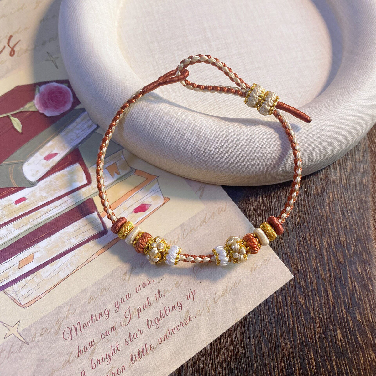 Handcrafted Braided Bracelet with Gold Knots