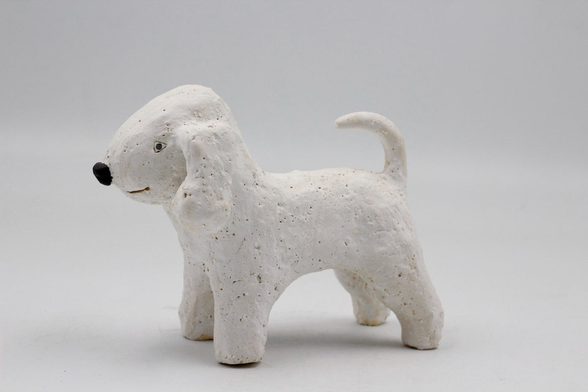 Handmade Clay Bedlington Terrier Dog Figurine Set