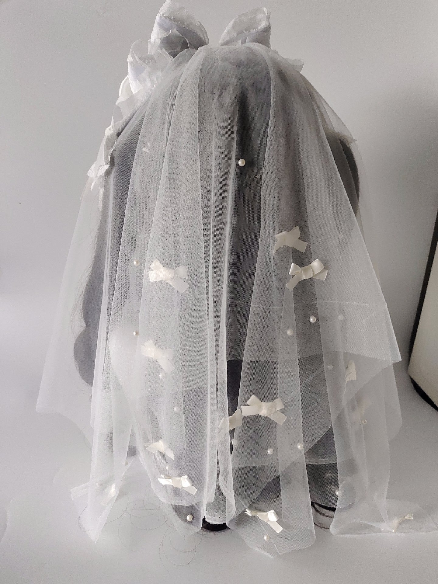 Lolita Pearl Bow Headband with Detachable Veil