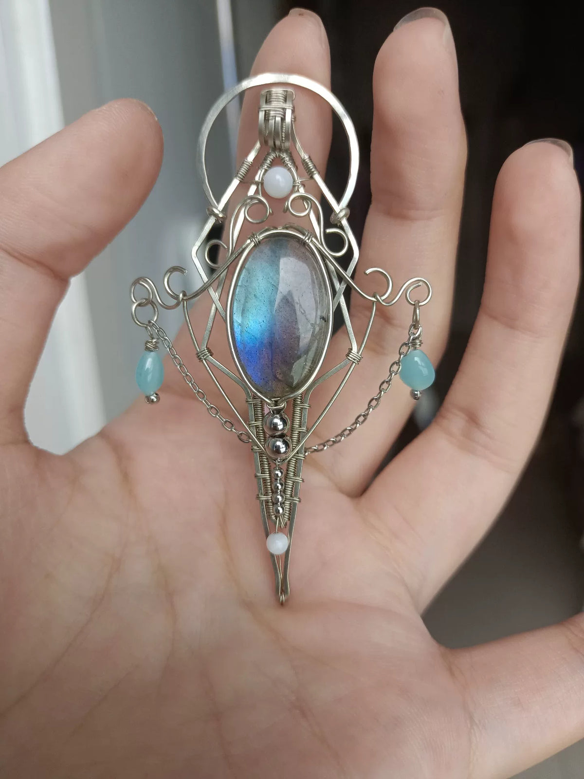 Pendente in Labradorite Avvolto in Filo