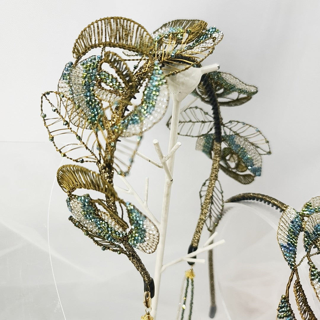 Gold Crystal Rose Wire Headband