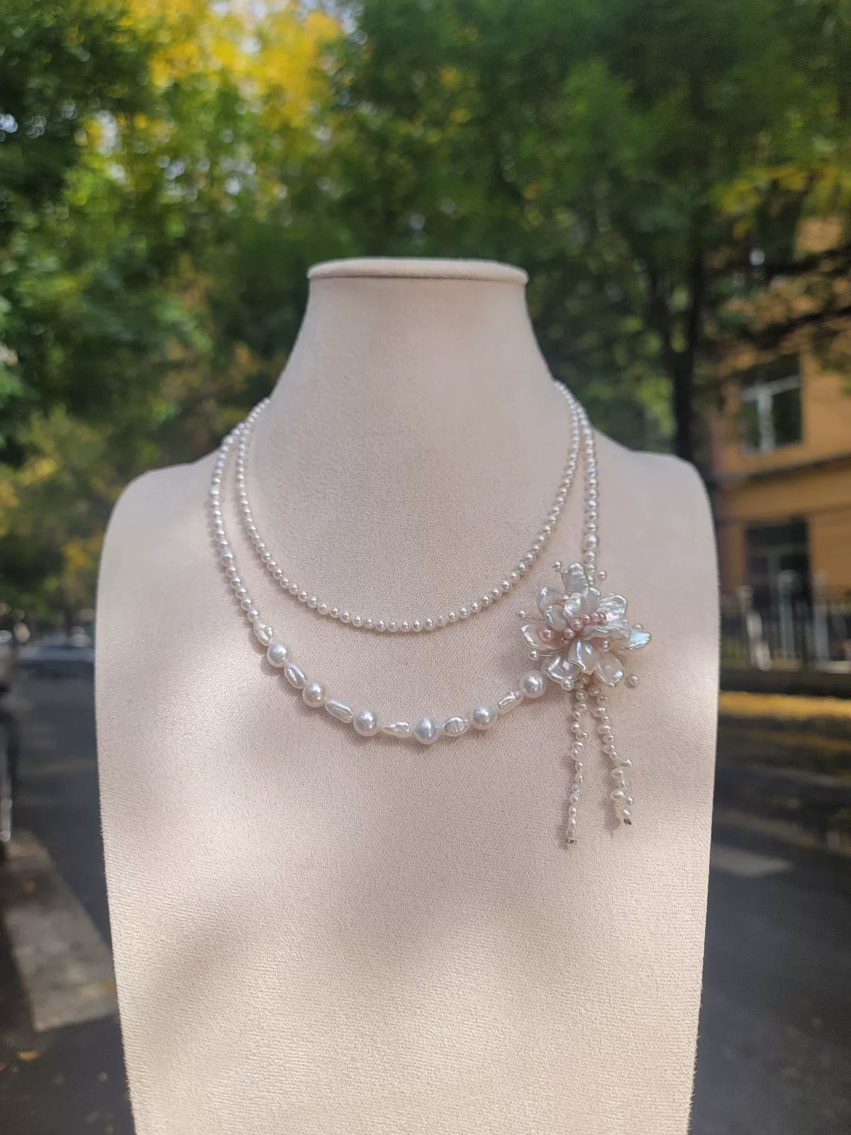 Natural Freshwater Pearl Double Layer Necklace