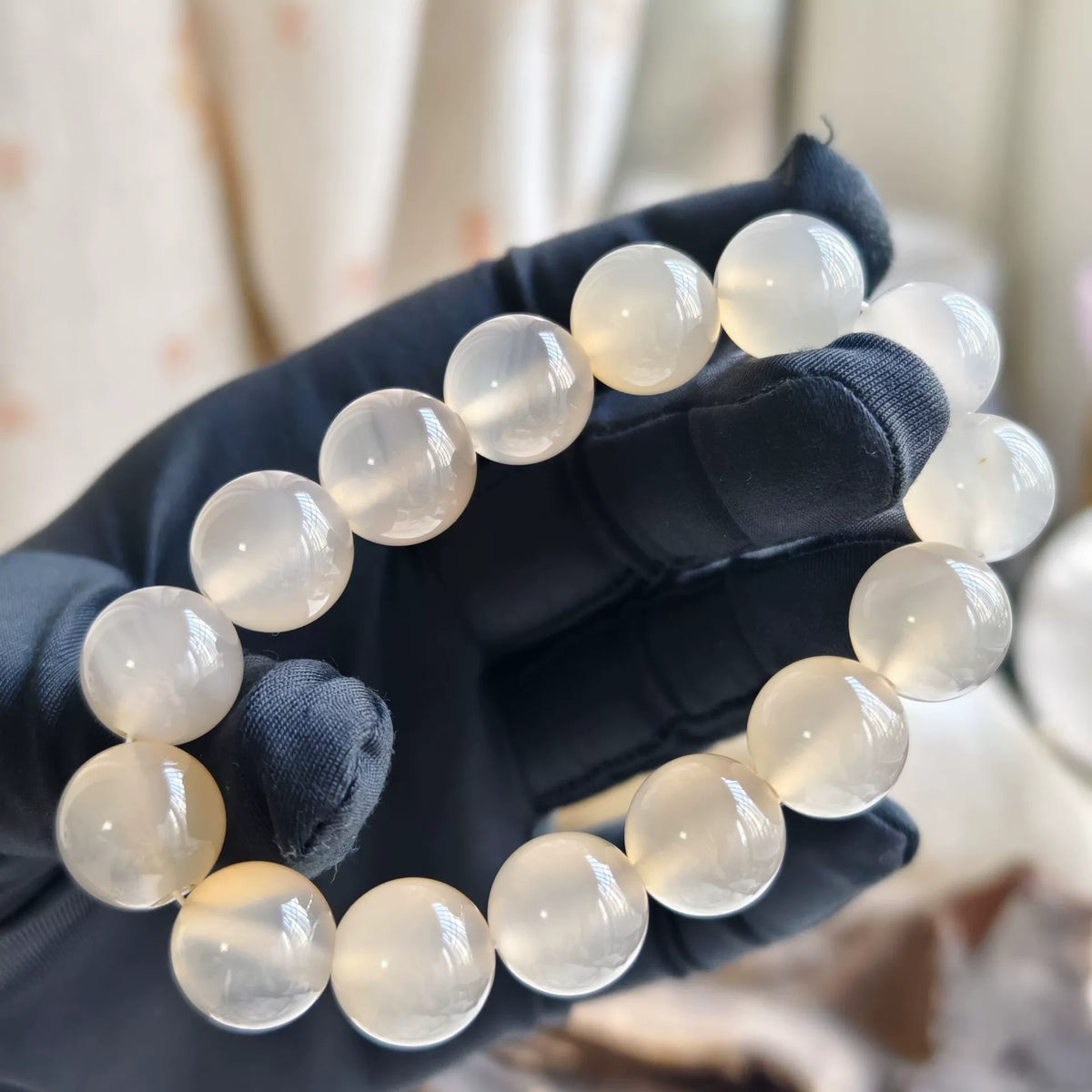 Armband aus natürlichem grauem Achat, 14mm
